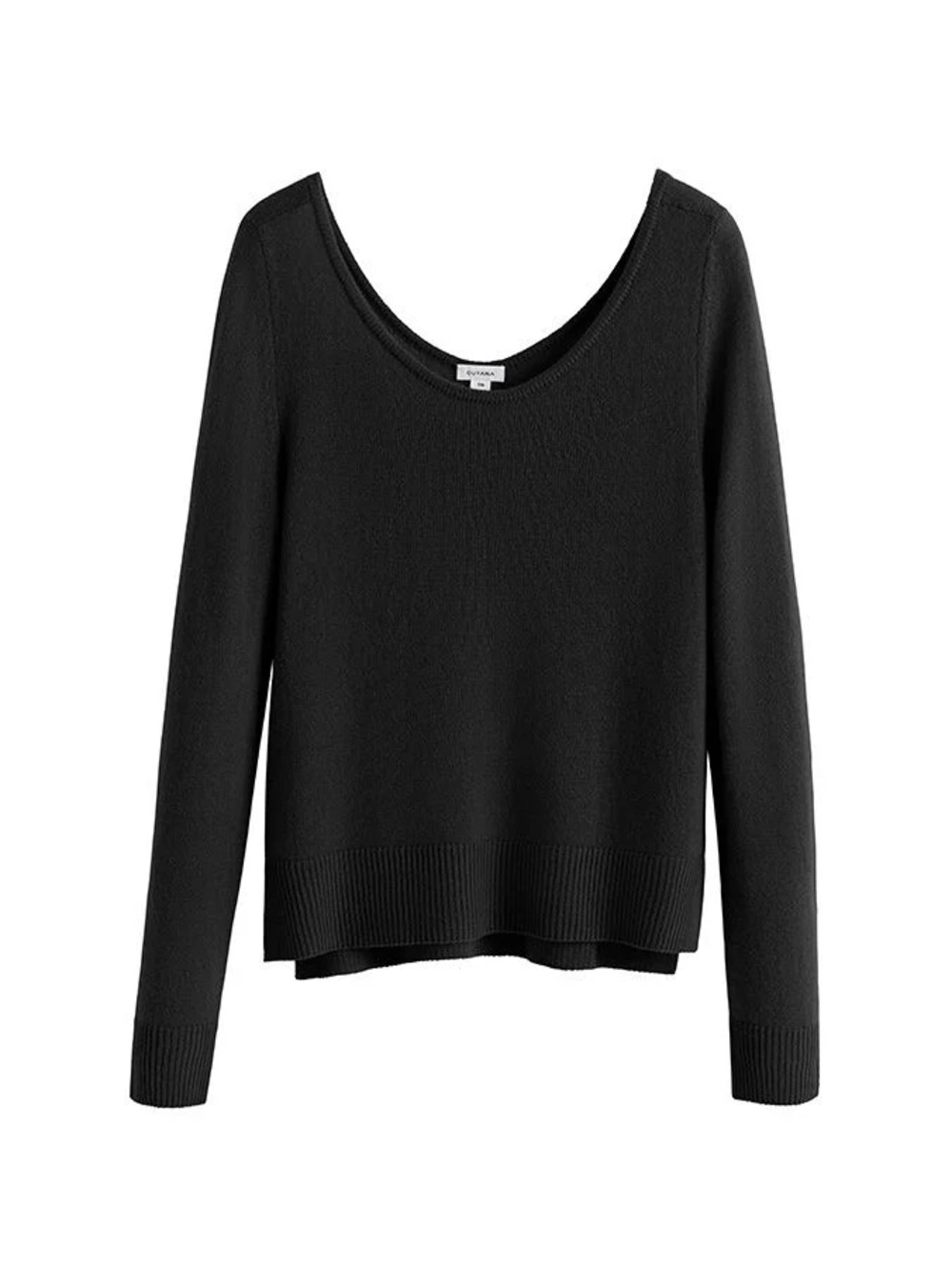 NWT Cuyana Single-Origin Cashmere Scoop Neck Sweater in Black FLAWS size XL
